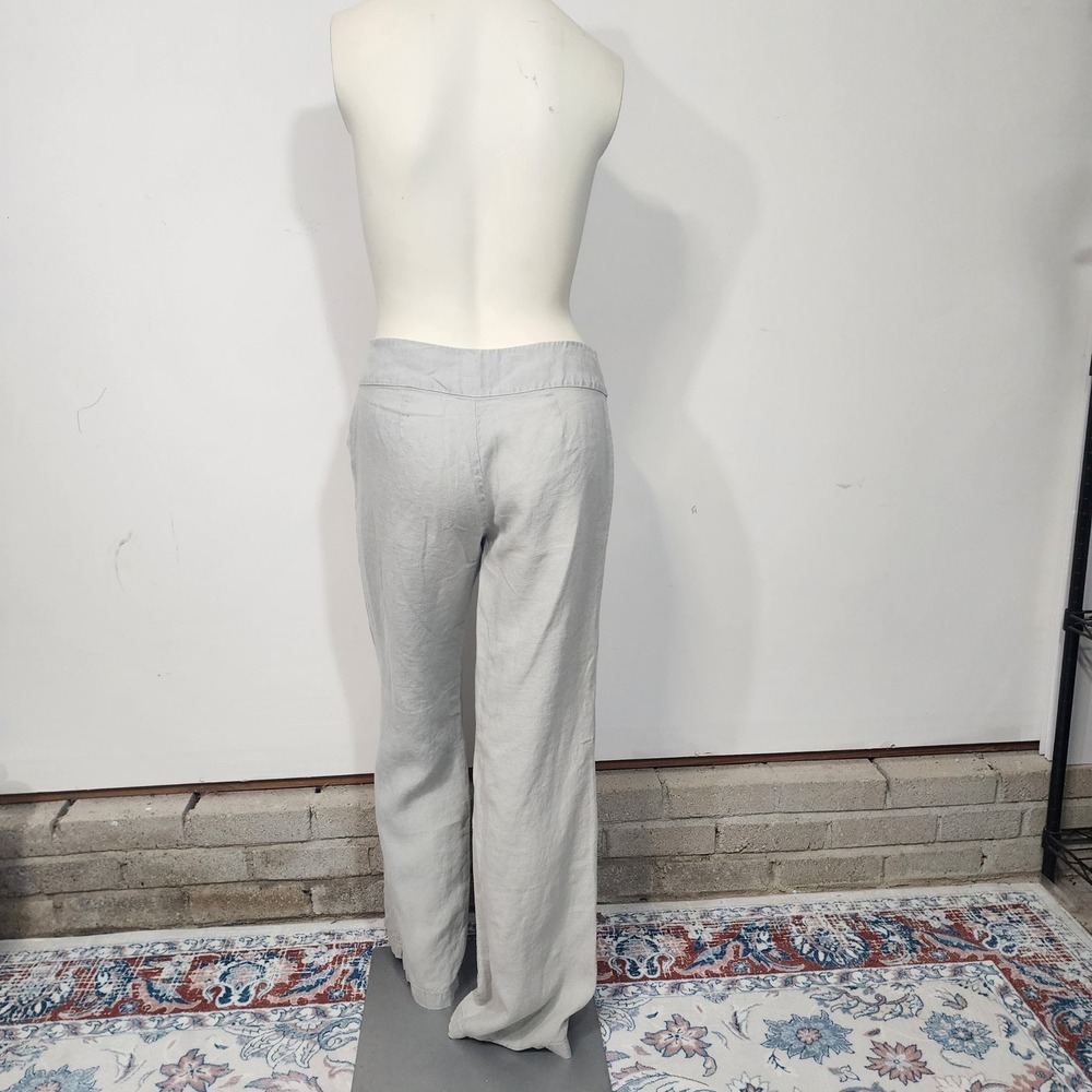 Eileen Fisher Linen Pants Women 8 Gray Wide Leg Minimalist Casual coastal - Picture 9 of 11